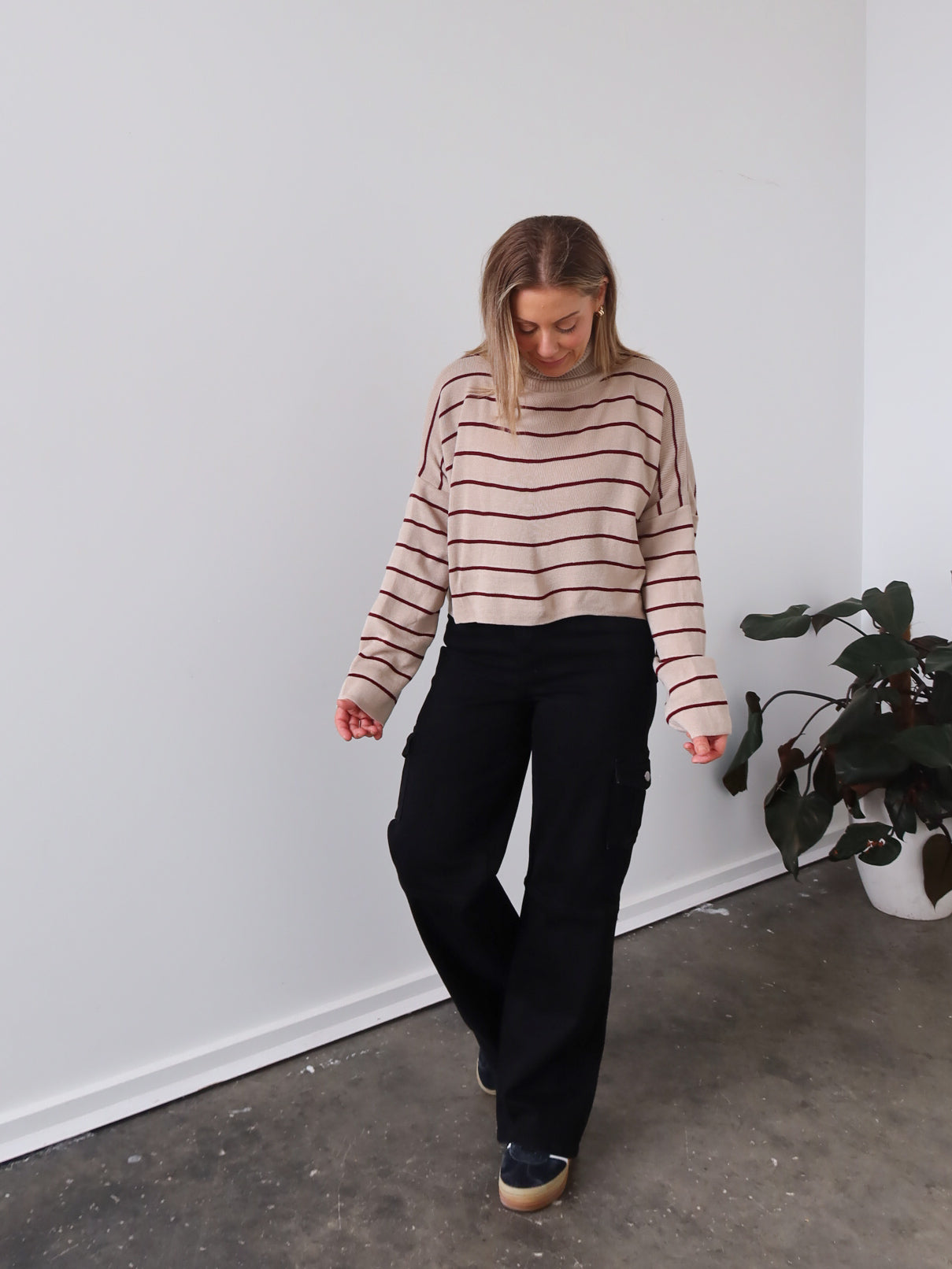 Fran Knit - Beige Stripe