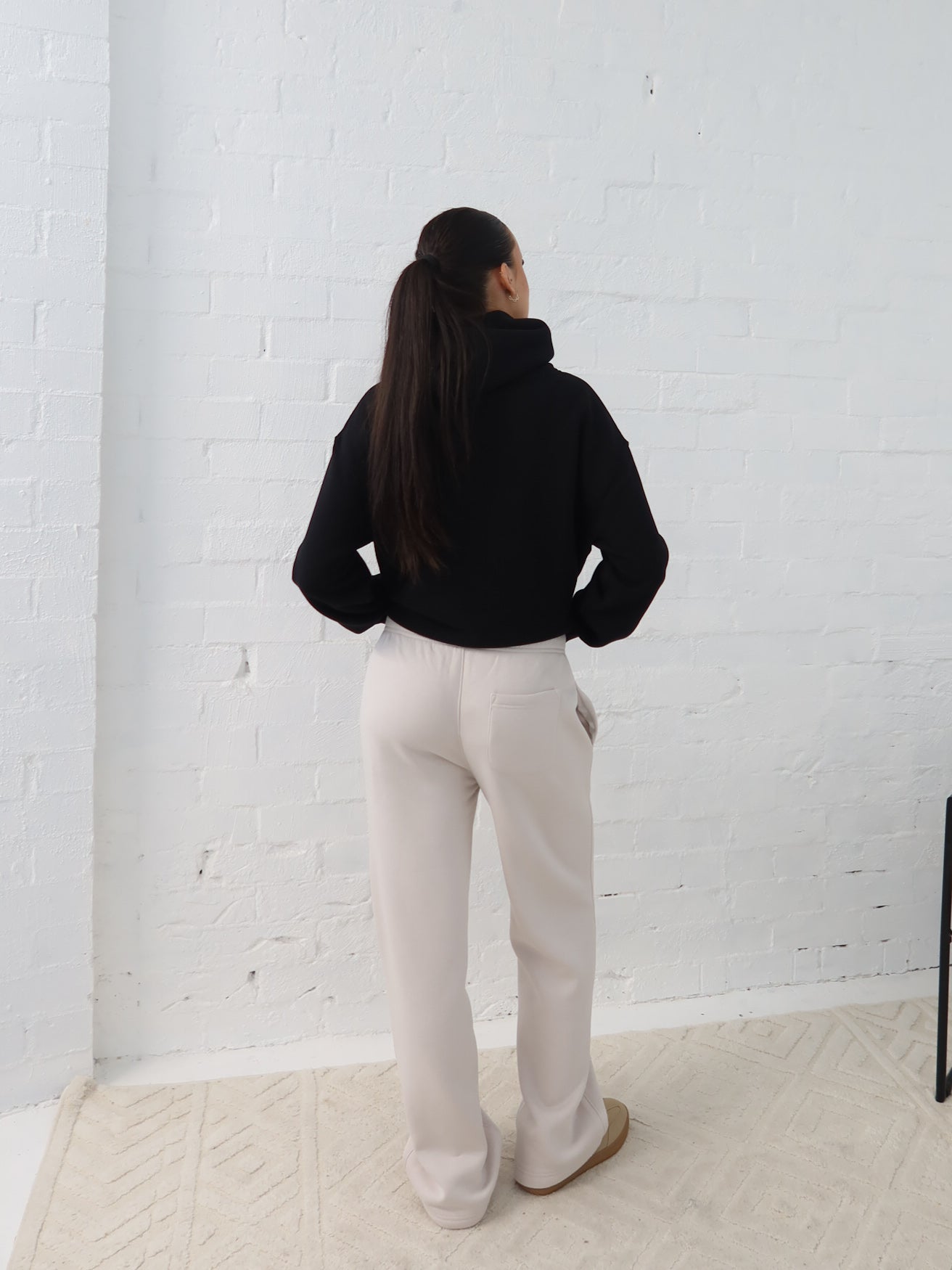 Chase Wide Leg Track Pants - Bone