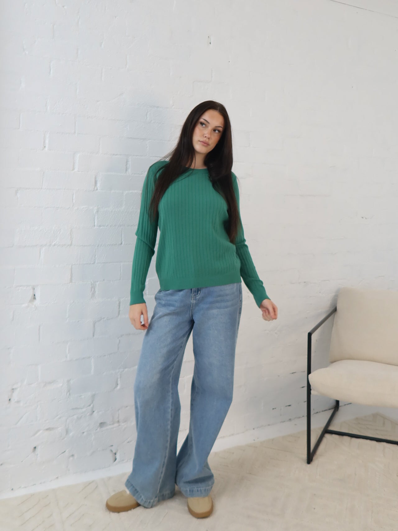 Adison Knit Top- Emerald