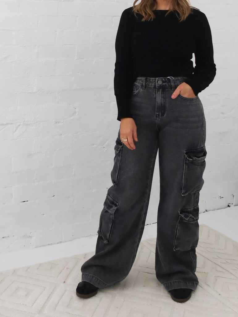 Paxton Cargo Jeans- Black