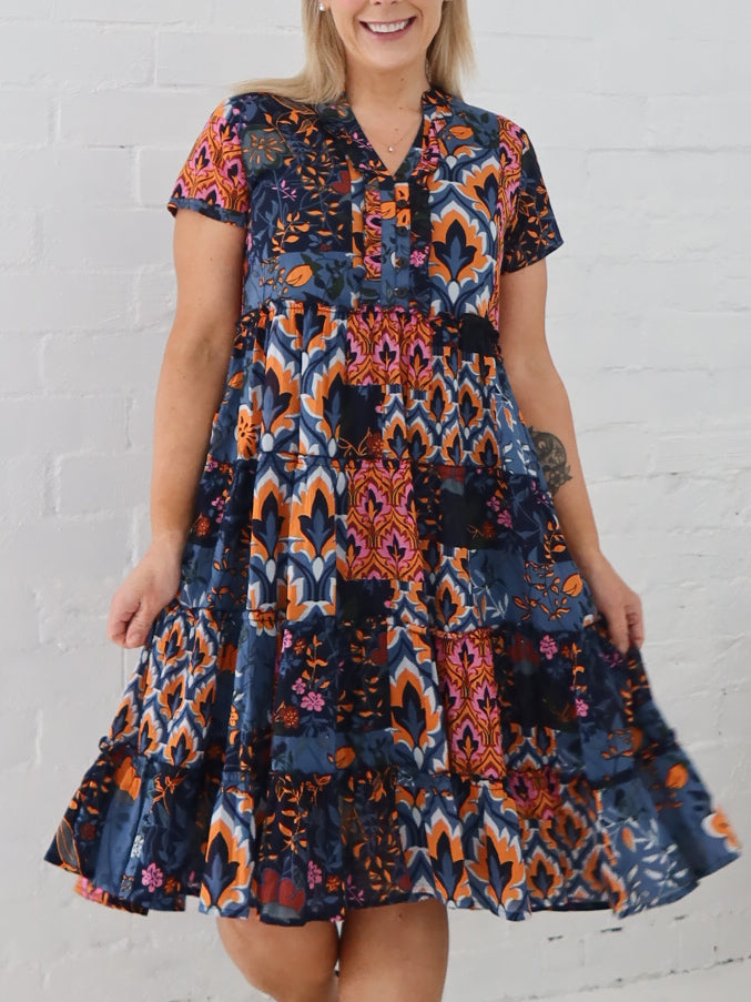 Saige Dress- Navy Floral
