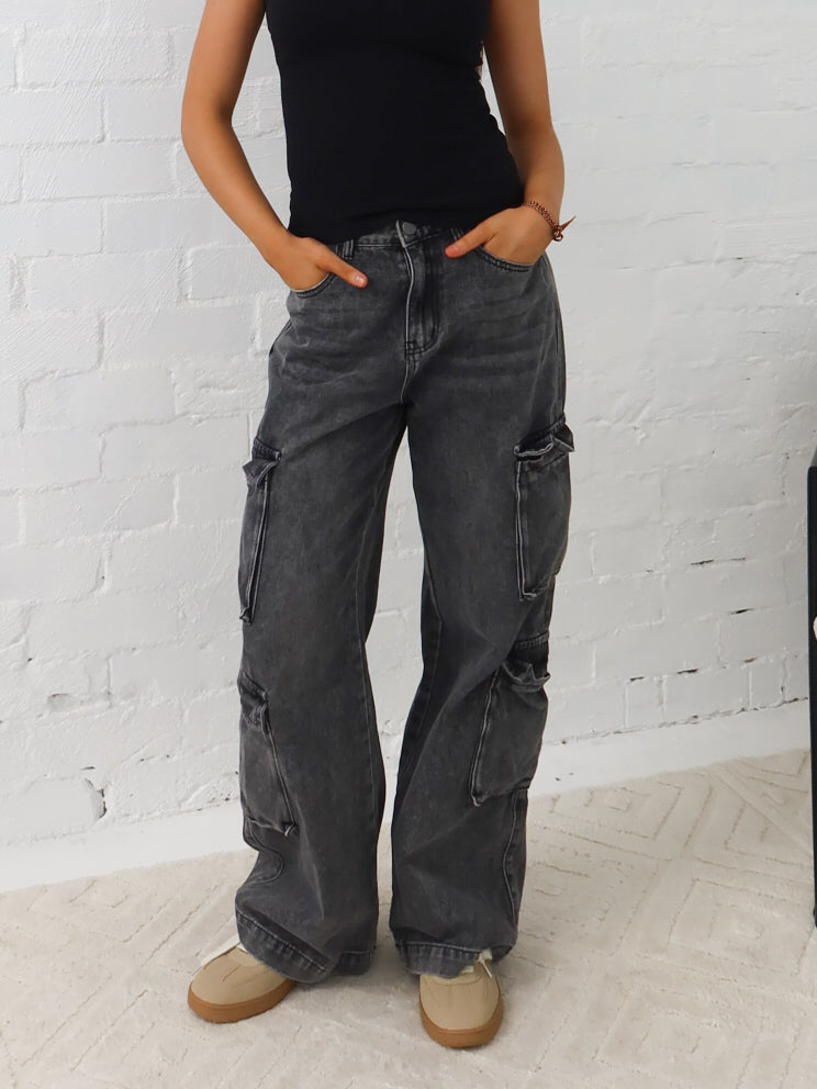 Paxton Cargo Jeans- Black