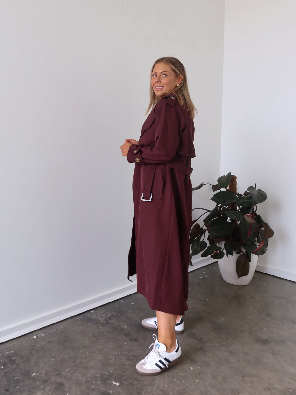 Farrah Trench Coat- Burgundy
