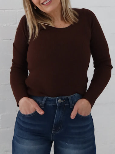 Selma Knit Top - Chocolate