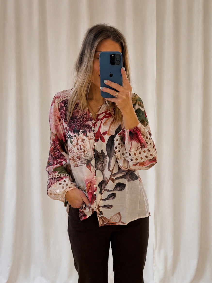 Bloom Shirt- Beige Floral