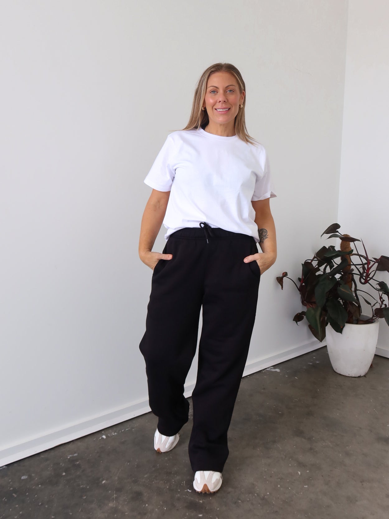 Chase Wide Leg Track Pants - Black