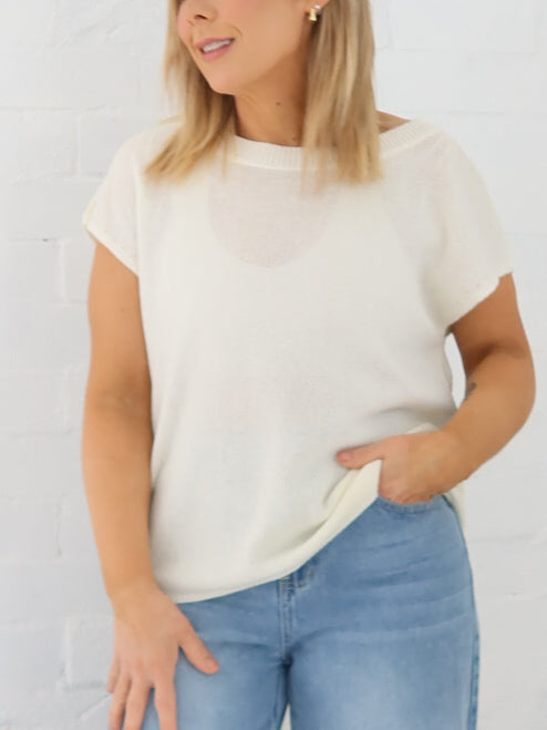 Ella Knit Top- Vanilla