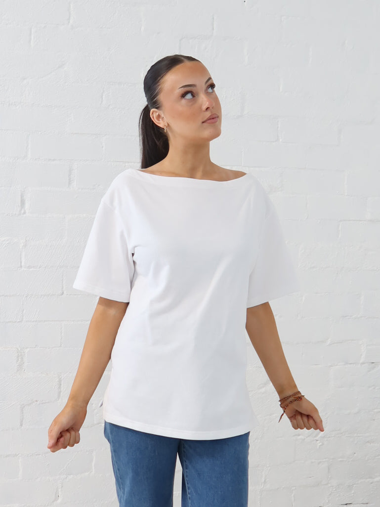 Myra Off Shoulder Tee- White