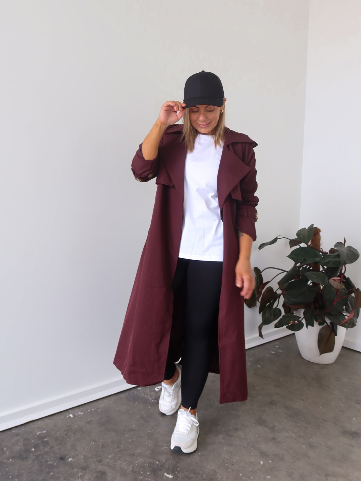 Farrah Trench Coat- Burgundy