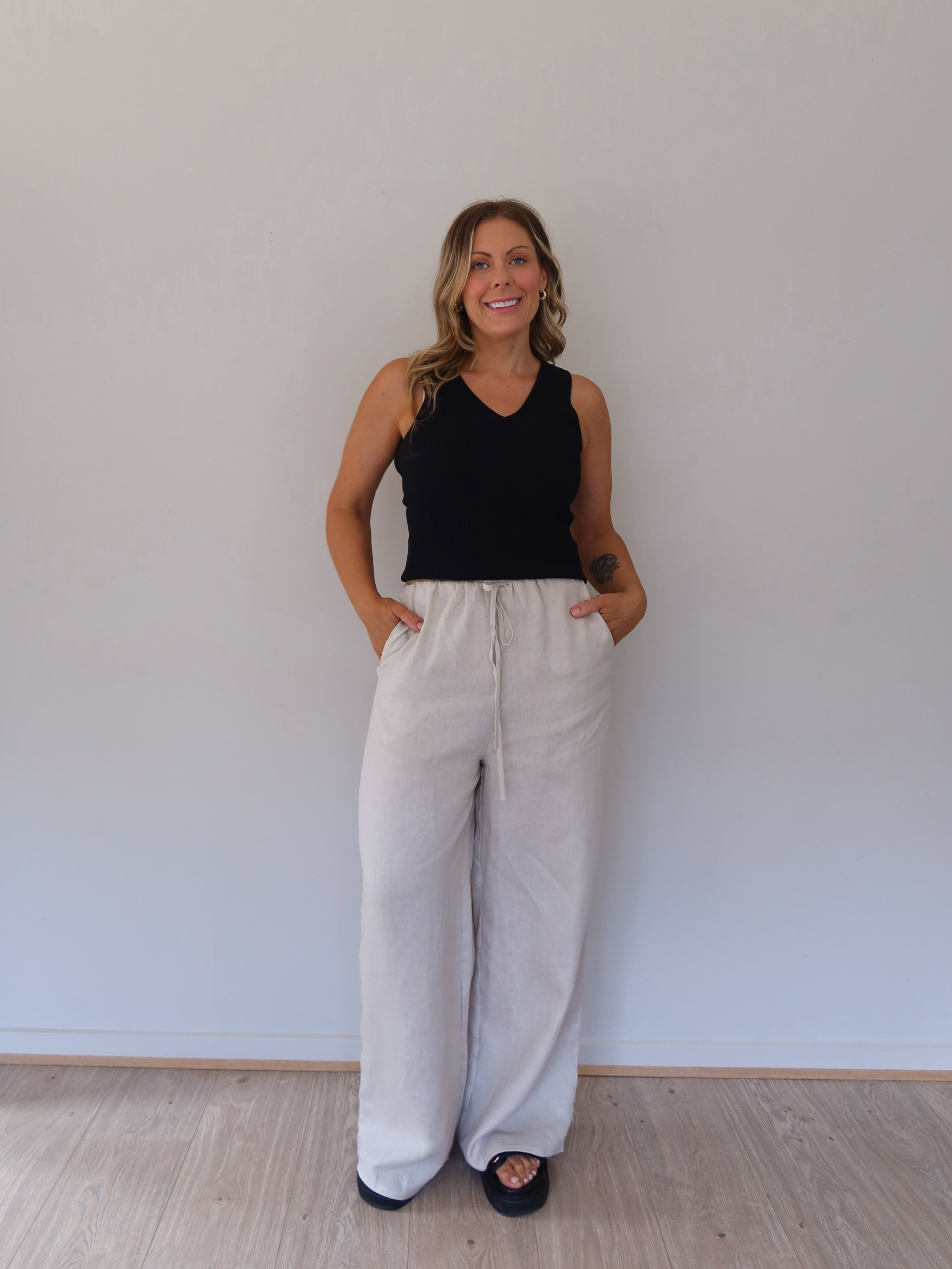 Andie Linen Pants - Natural Beige