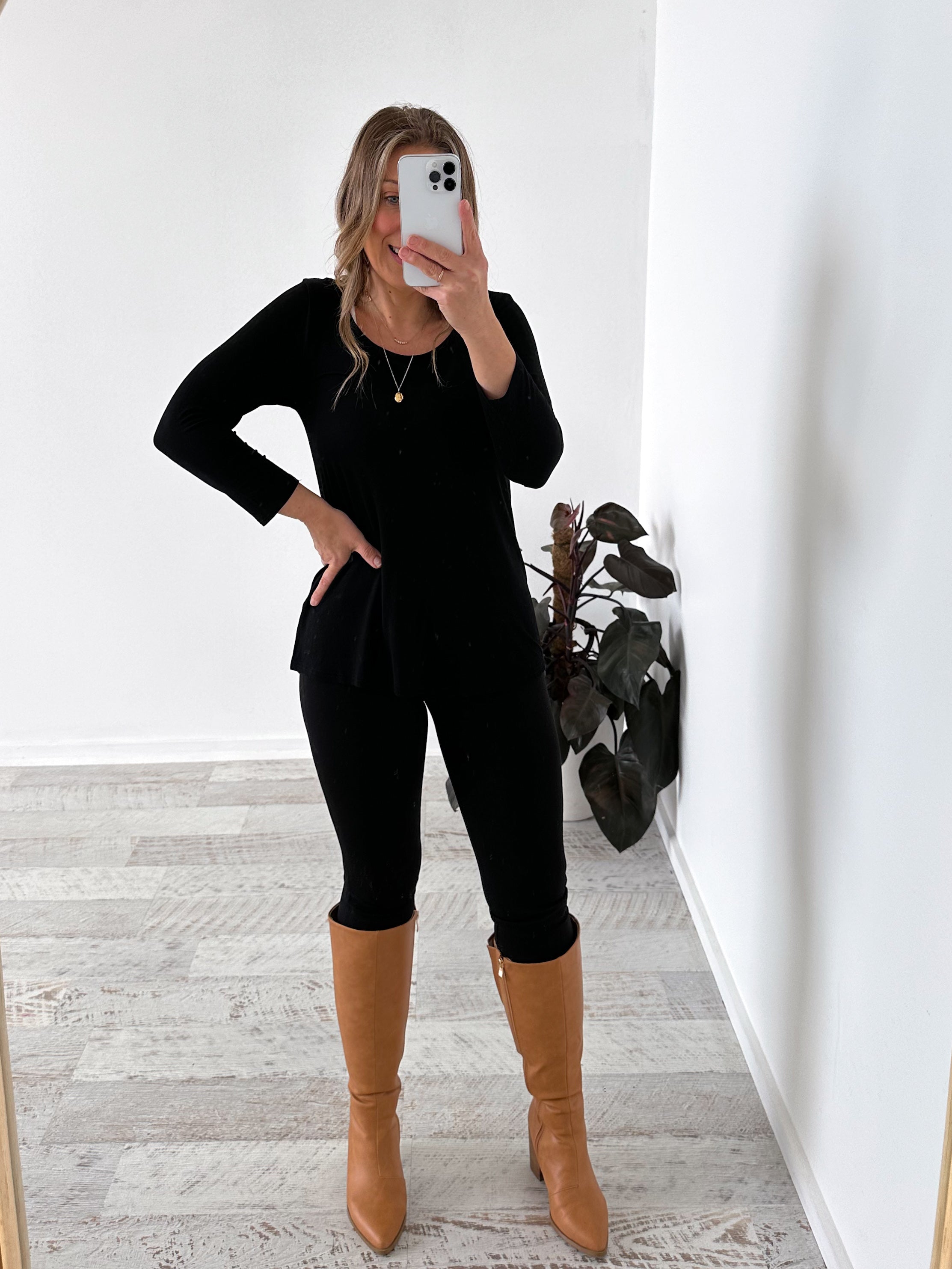 Lynette Long Sleeve Top - Black