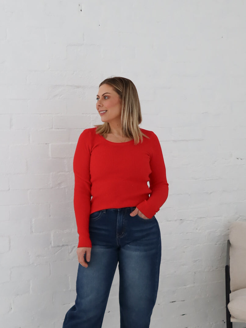 Selma Knit Top - Red