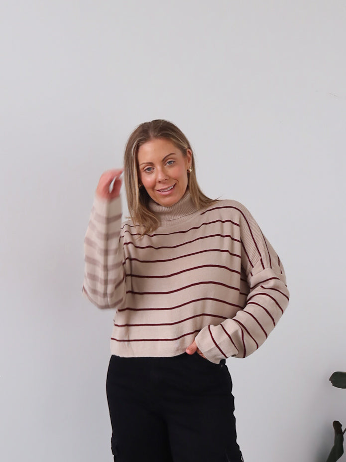 Fran Knit - Beige Stripe