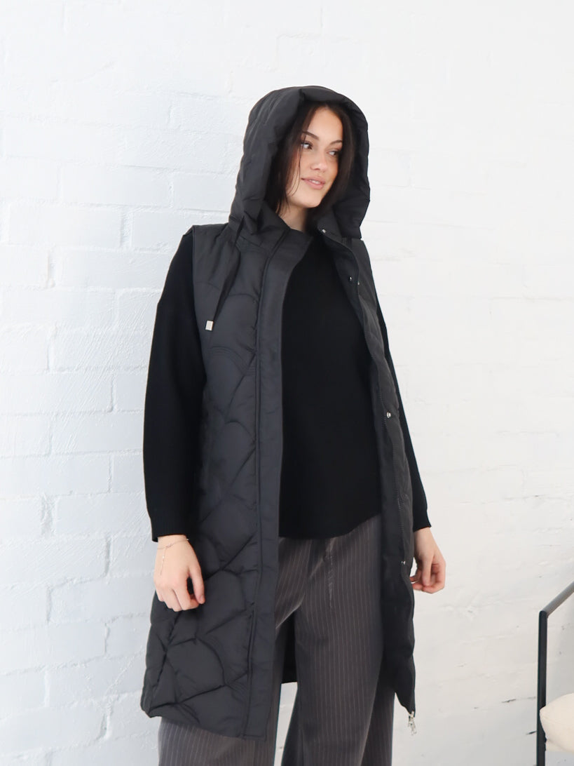 Miranda Longline Vest- Black