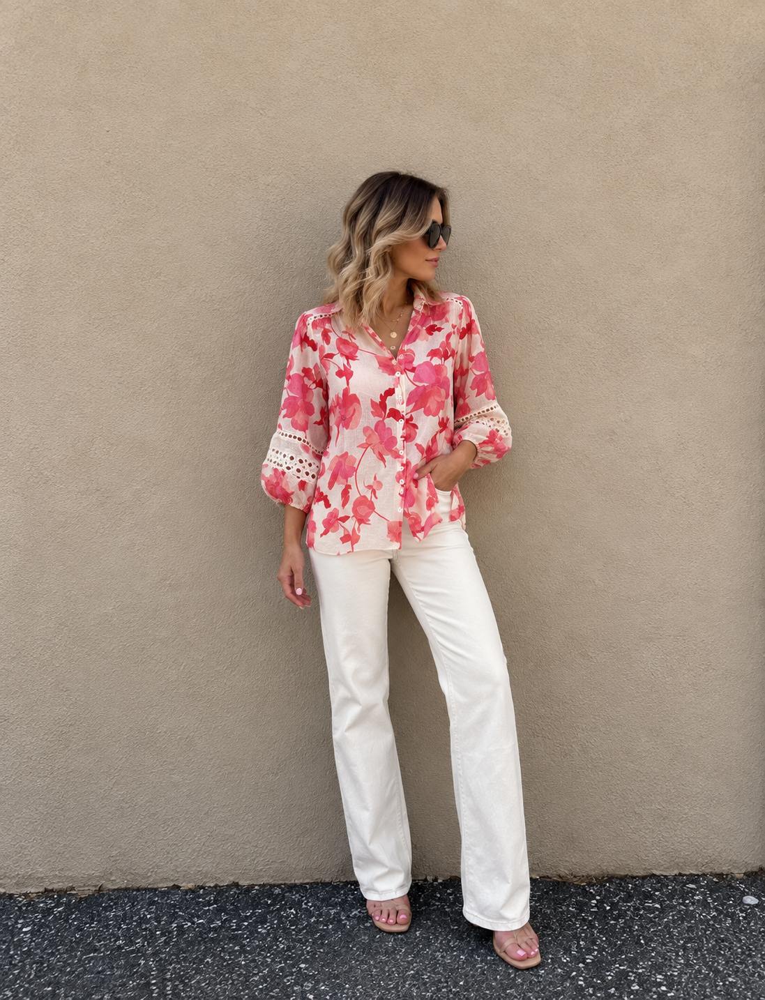 Eden Shirt- Pink/Coral Floral