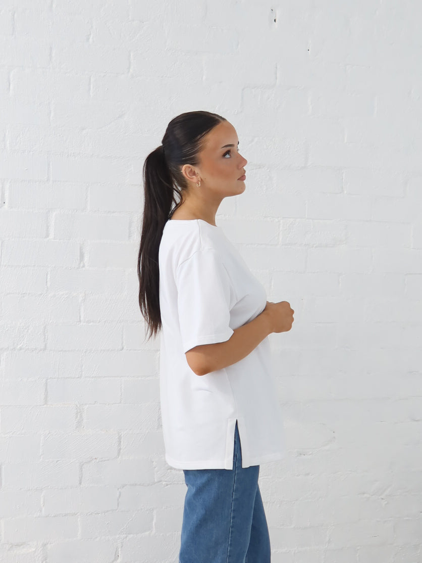 Myra Off Shoulder Tee- White