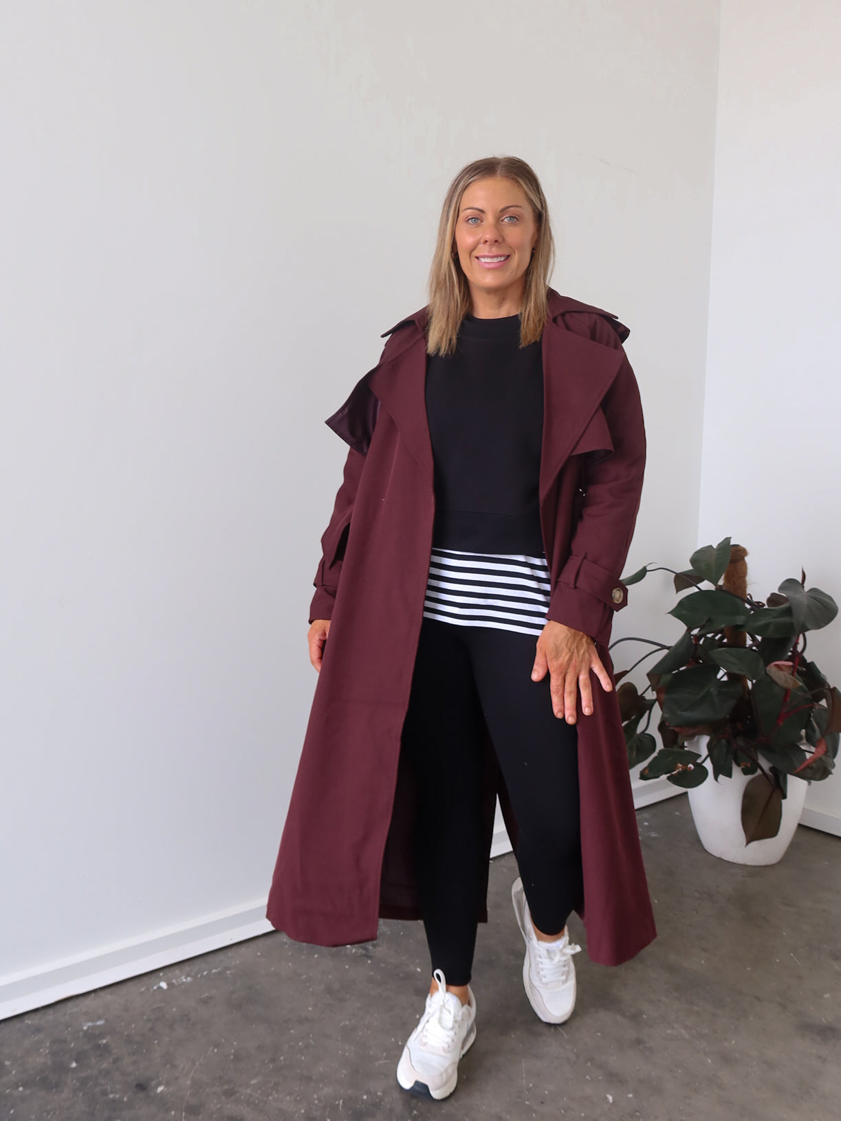 Farrah Trench Coat- Burgundy