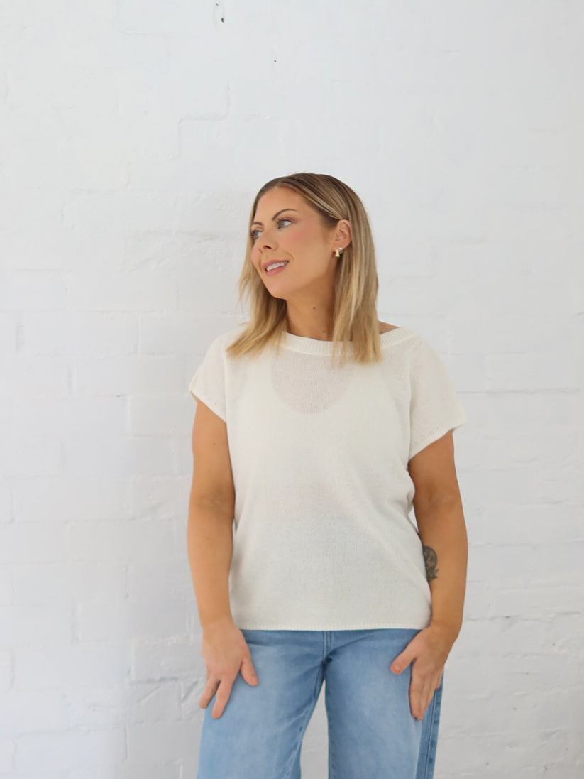 Ella Knit Top- Vanilla