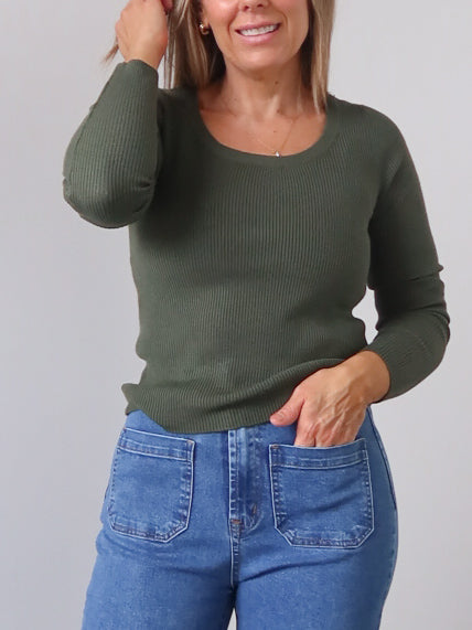 Selma Knit Top - Moss Green