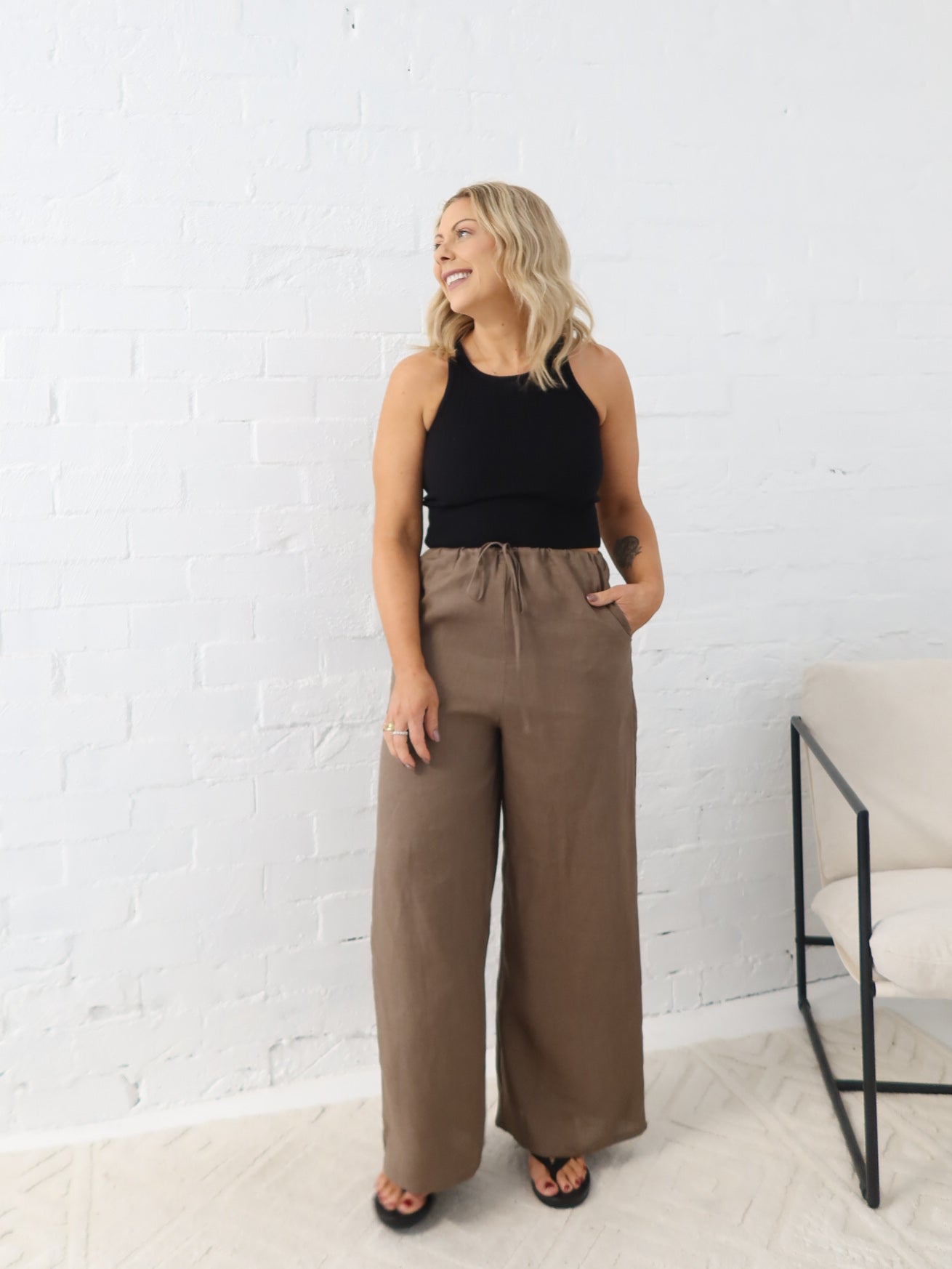 Andie Linen Pants - Mocha