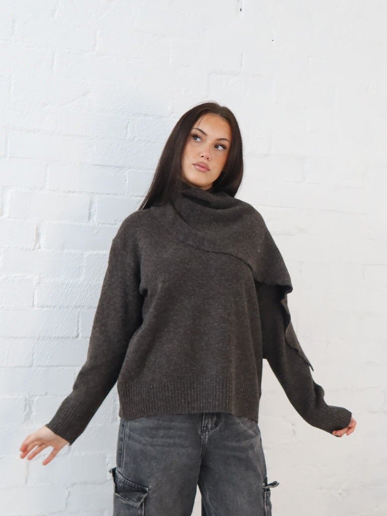 Calvin Scarf Knit- Chocolate