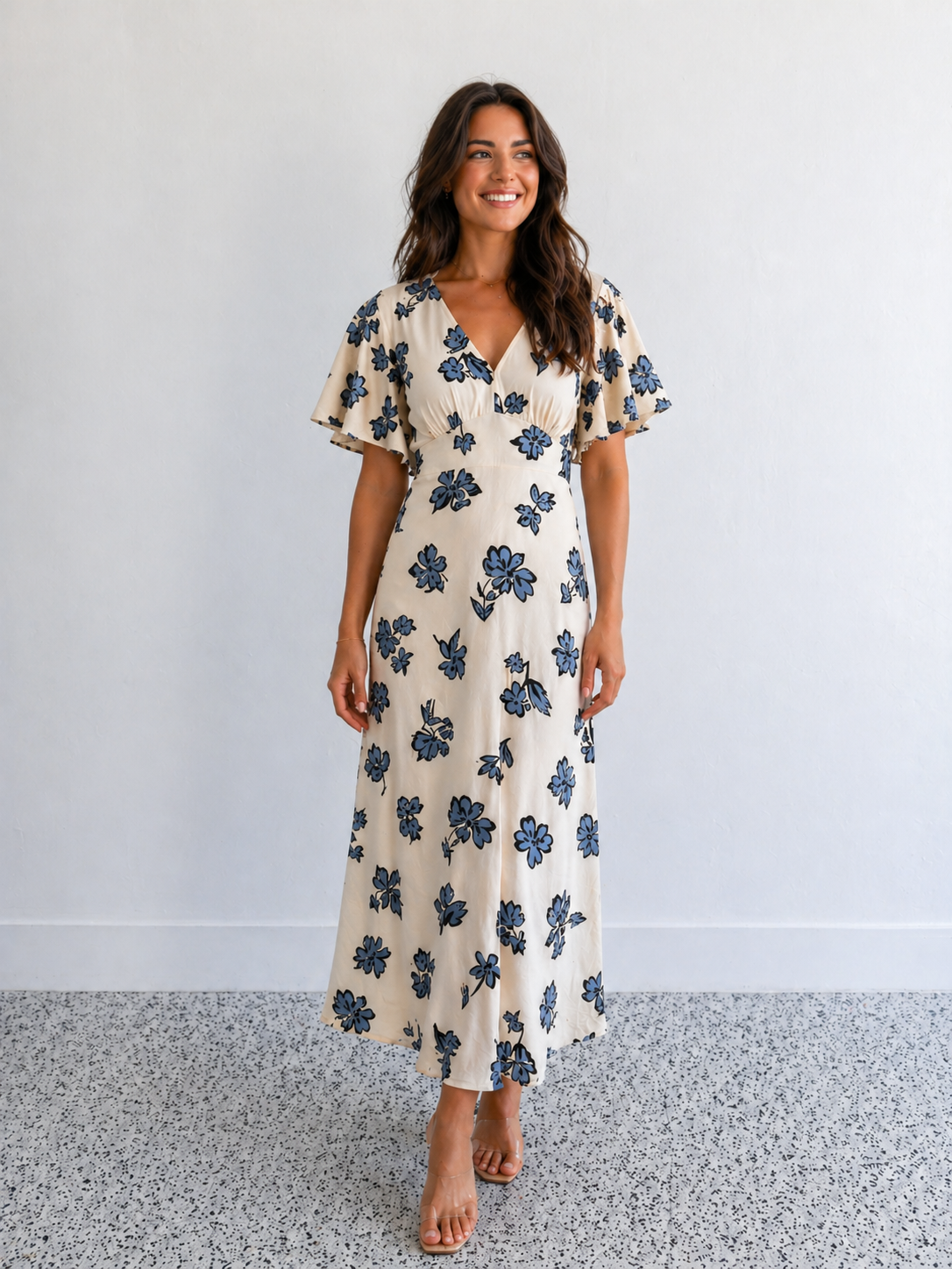 Lydia Dress- Vanilla/Blue