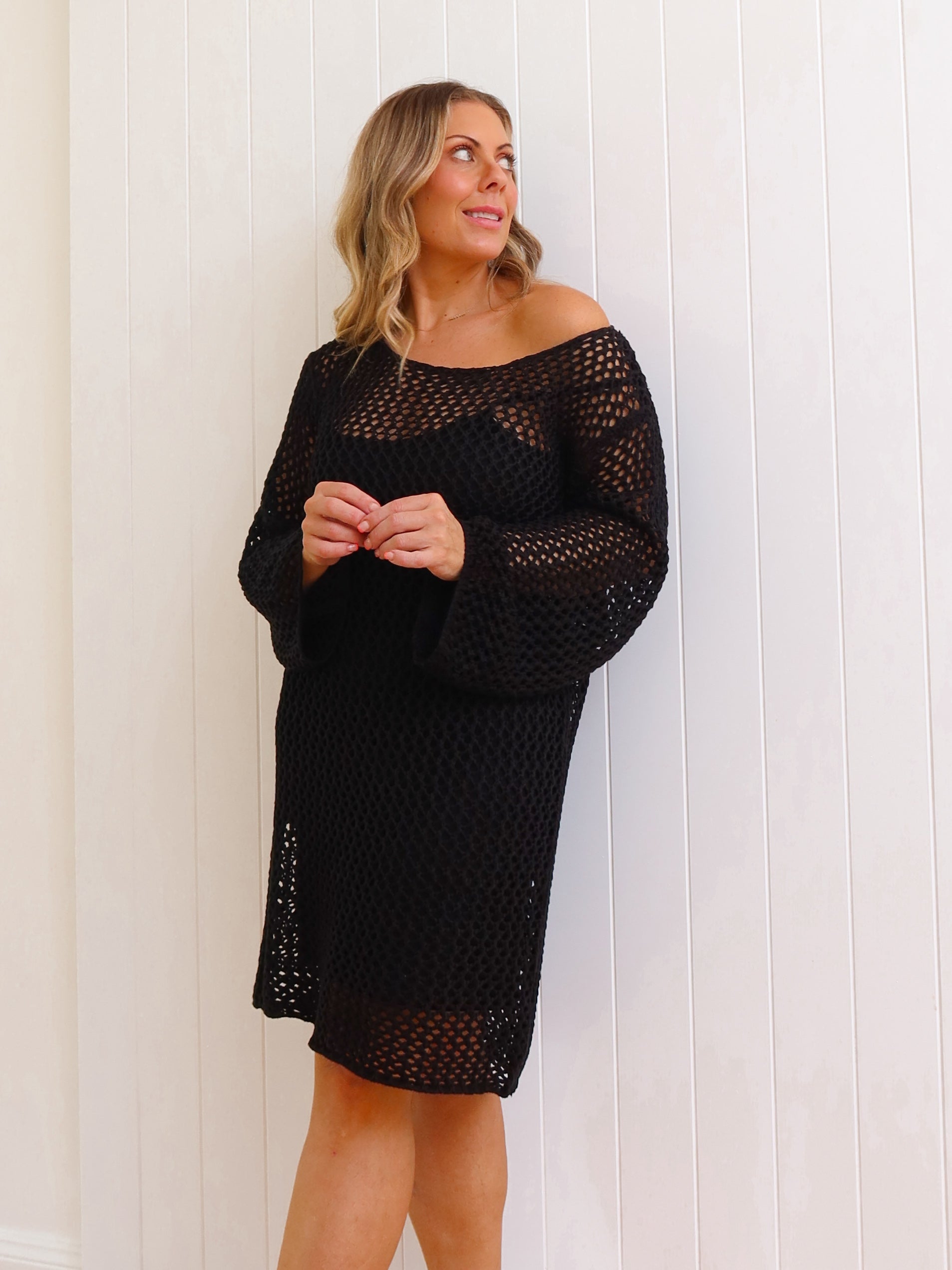 Nerina Crochet Dress - Black