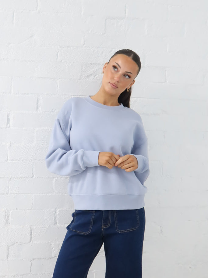 Gracie Relaxed Crew - Powder Blue