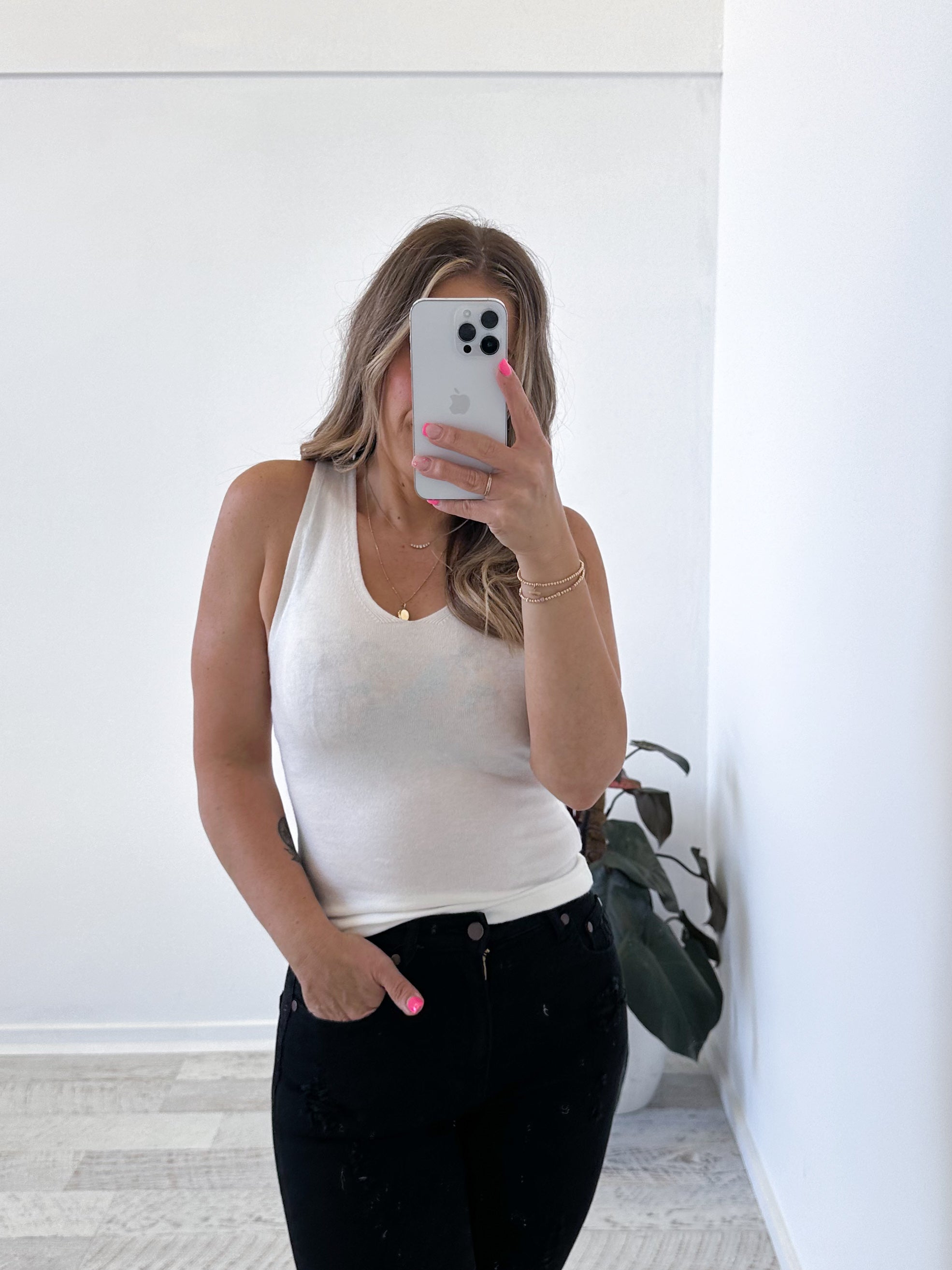 Janice Knit Tank - Ivory