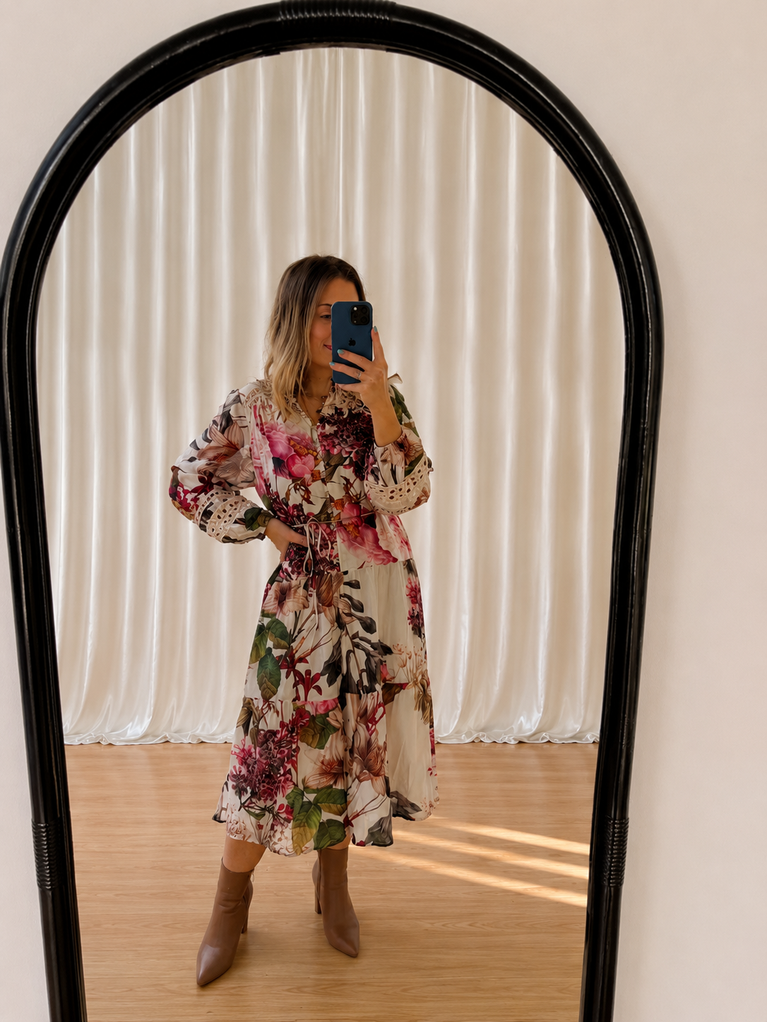 Bloom Dress- Beige Floral
