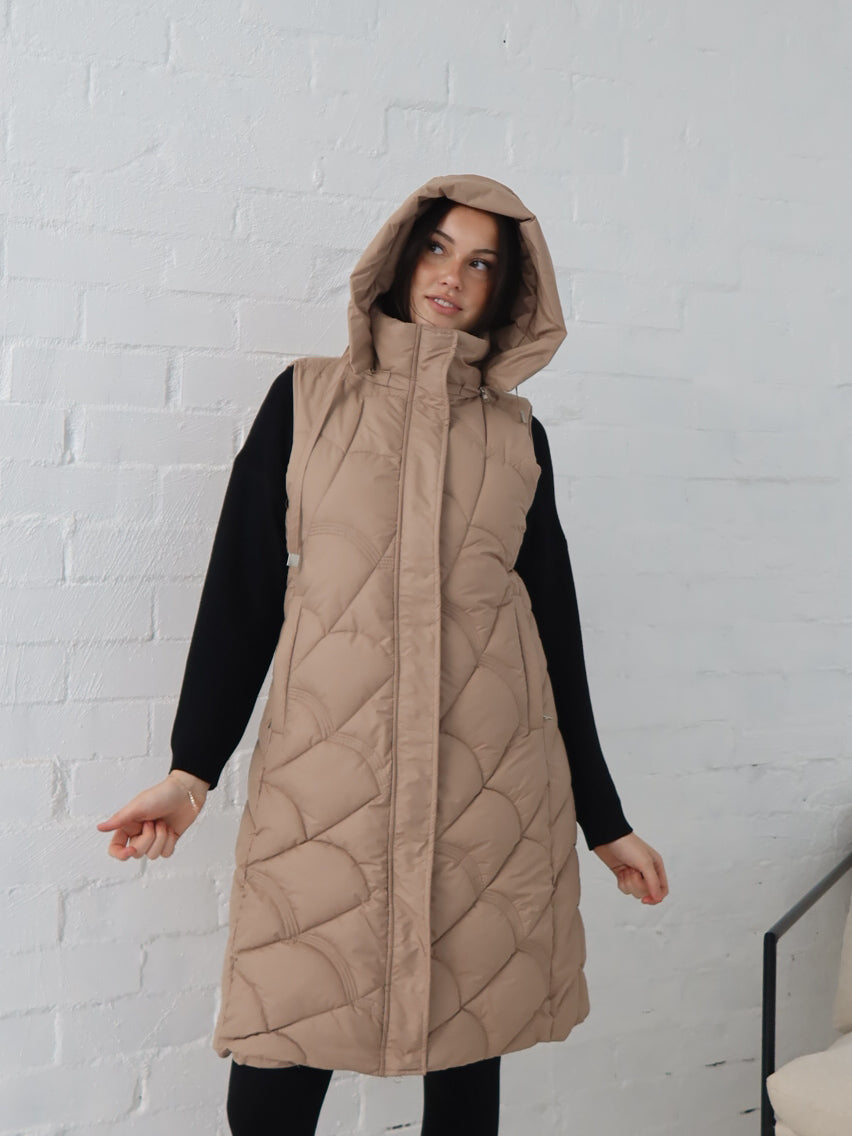 Miranda Longline Vest- Beige