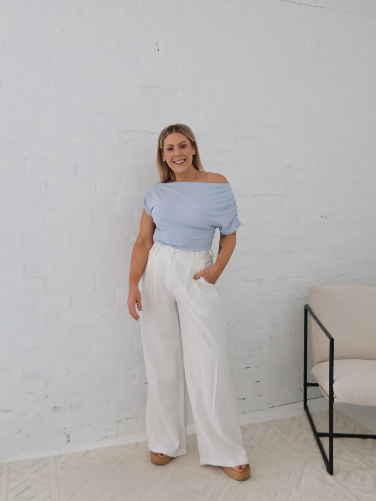 Nora Top- Powder Blue