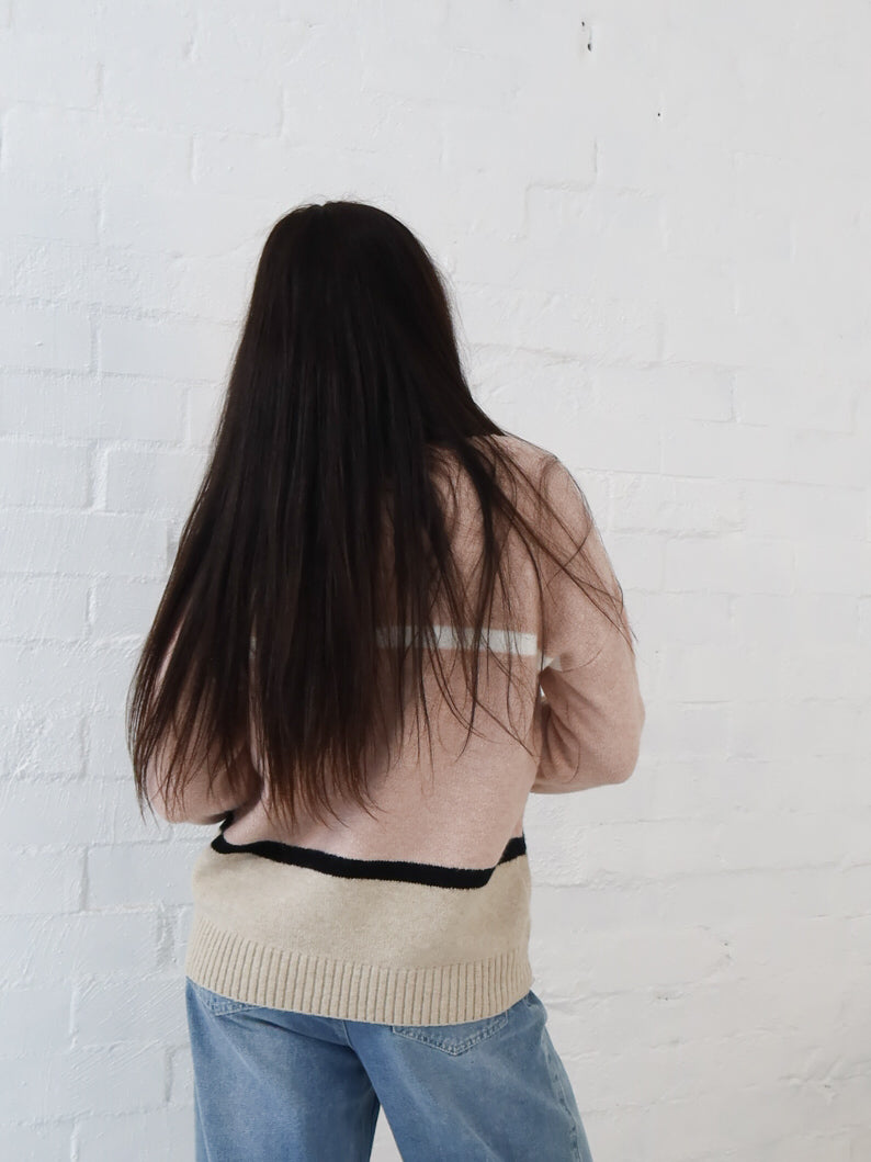 Sally Knit- Pink/Beige