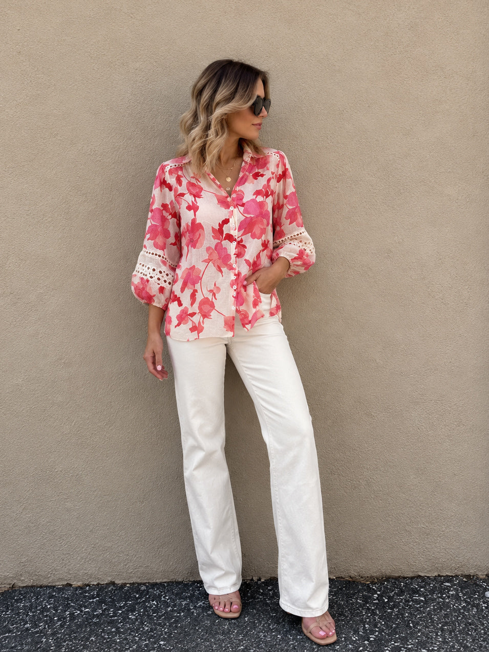Eden Shirt- Pink/Coral Floral