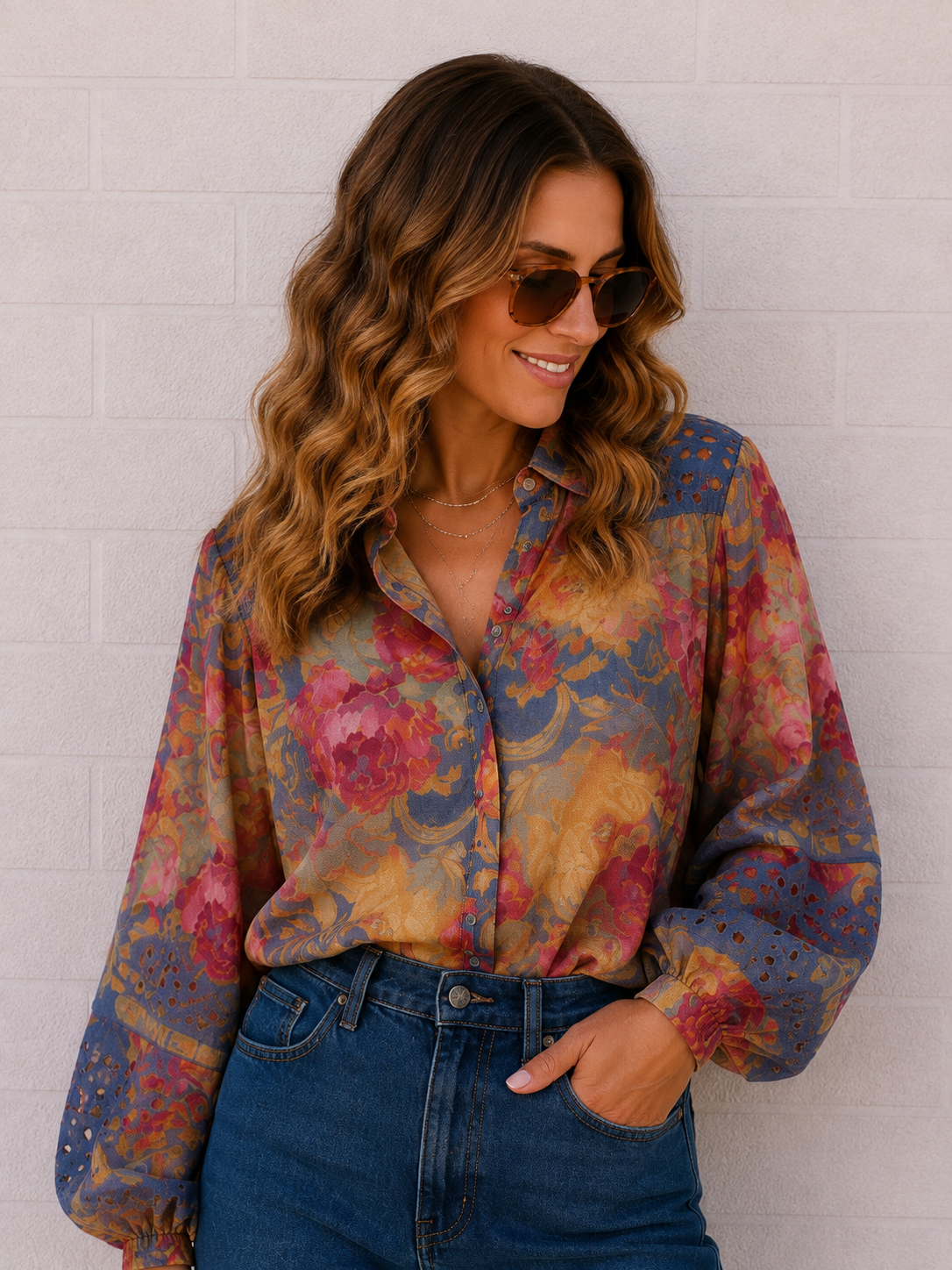Bloom Shirt- Pink/Green/Indigo