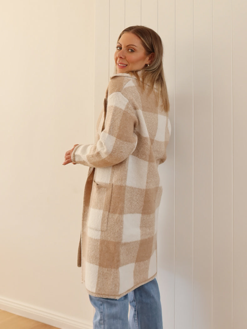 Jimmy Check Cardigan - Beige