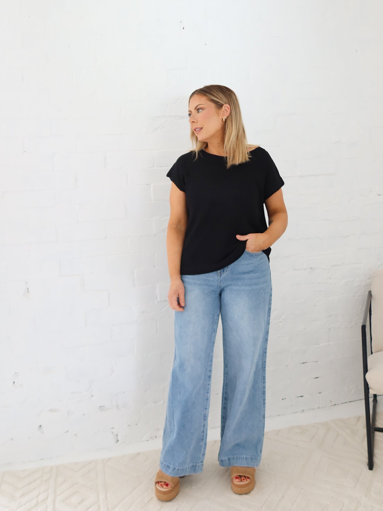Ella Knit Top- Black