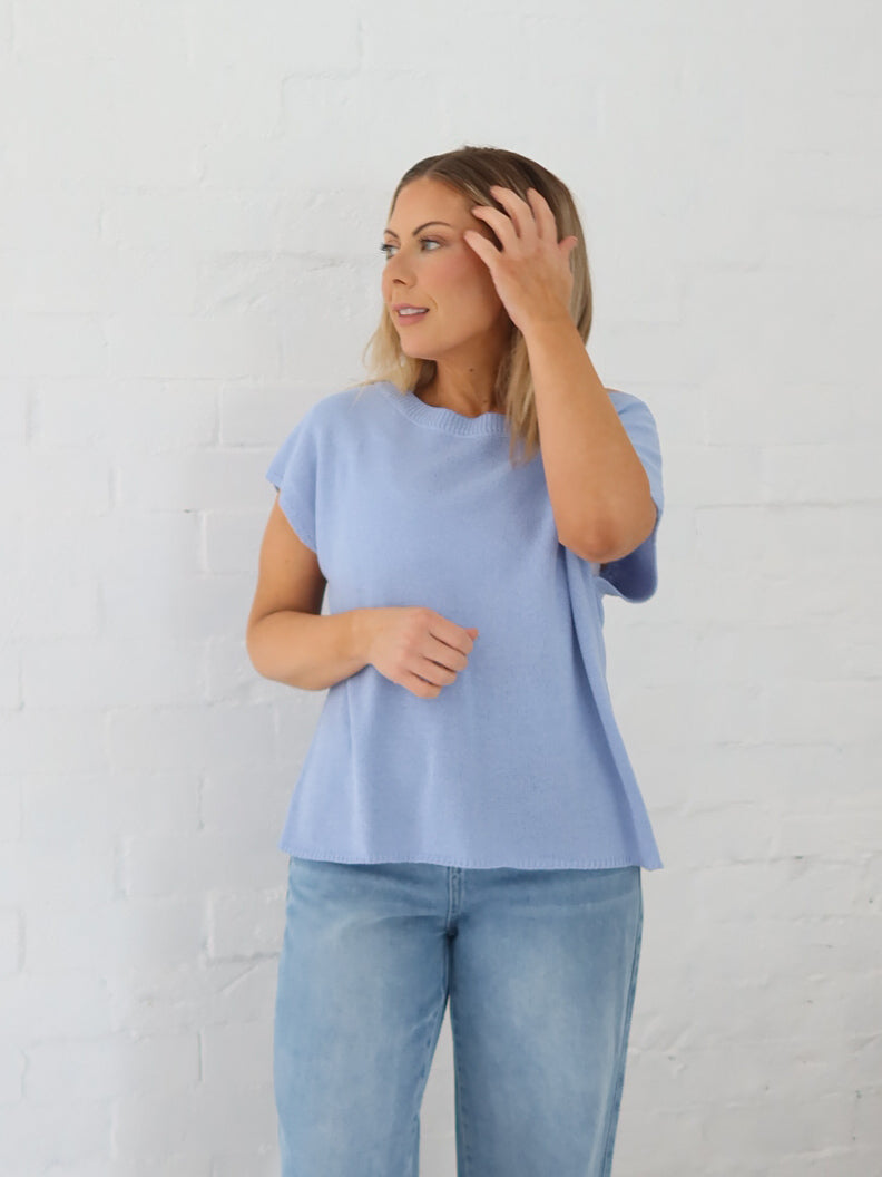 Ella Knit Top- Blue