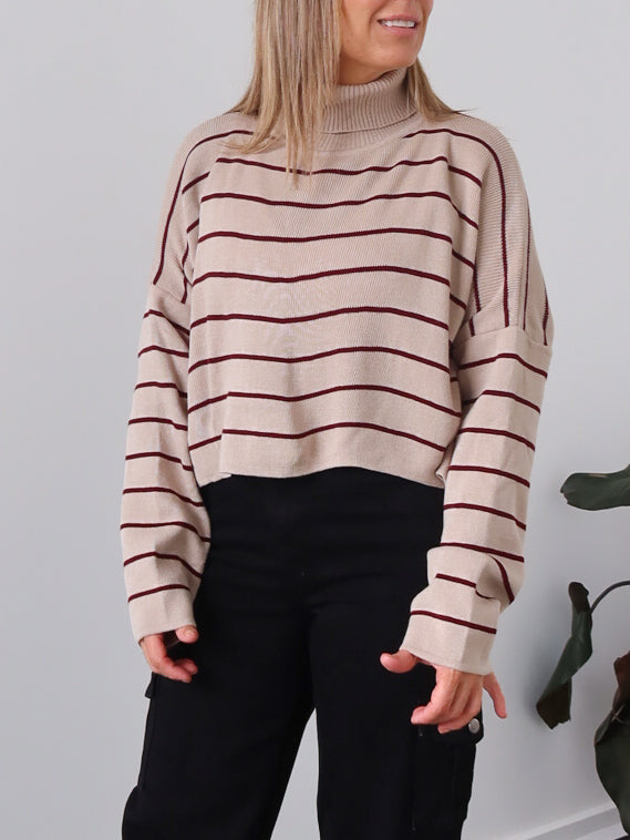 Fran Knit - Beige Stripe