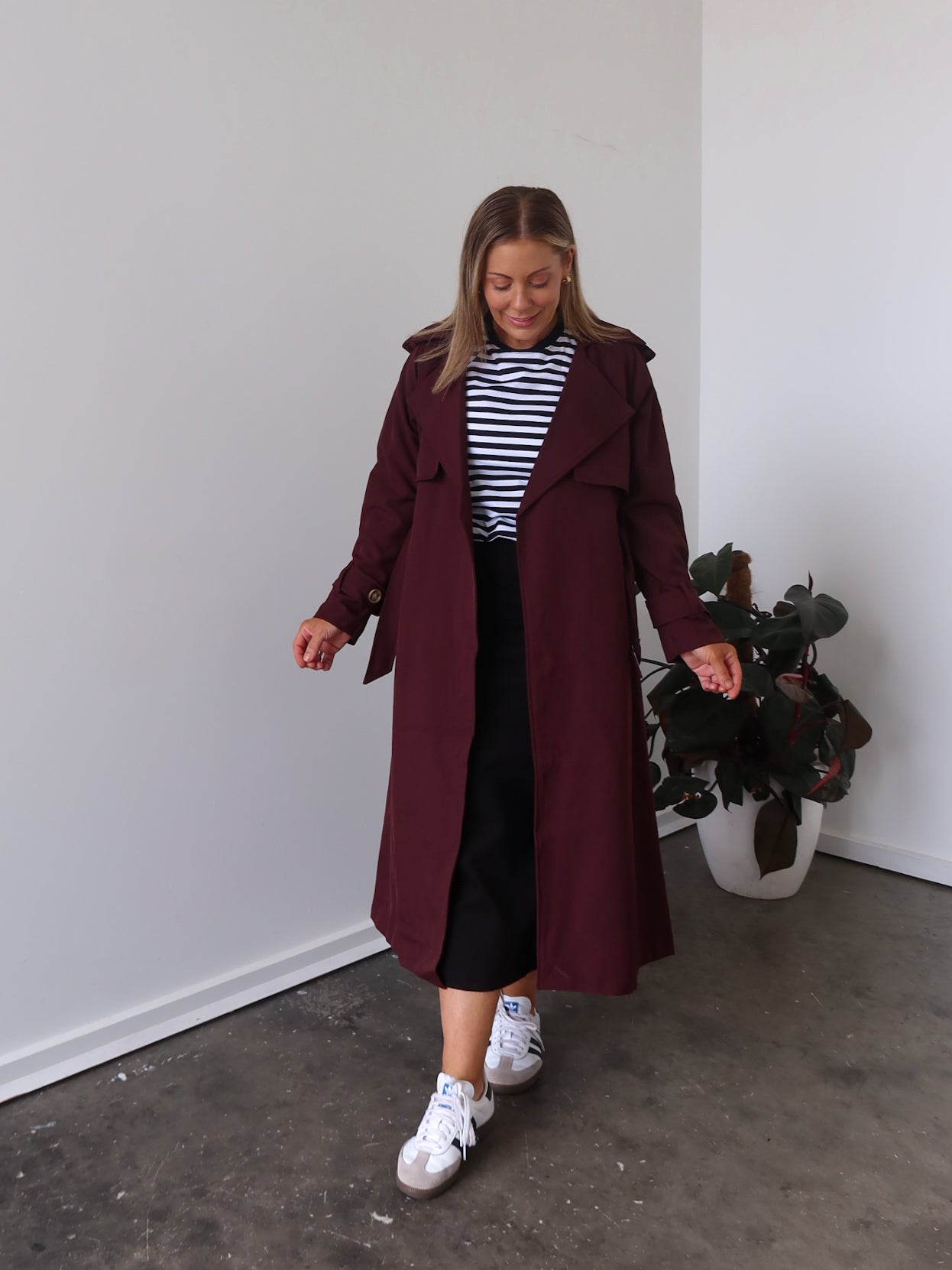 Farrah Trench Coat- Burgundy