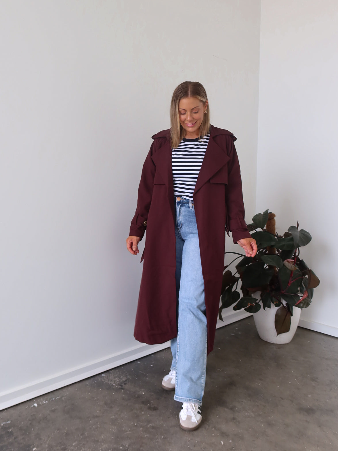 Farrah Trench Coat- Burgundy