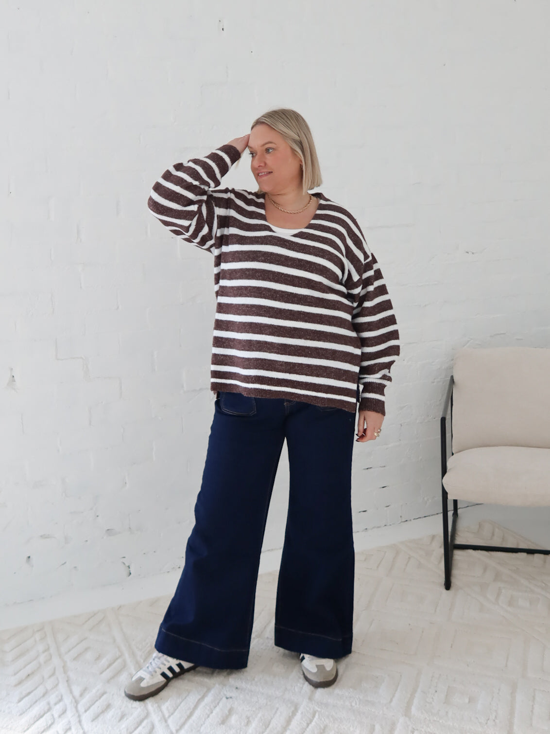 Taryn Knit - Chocolate/White