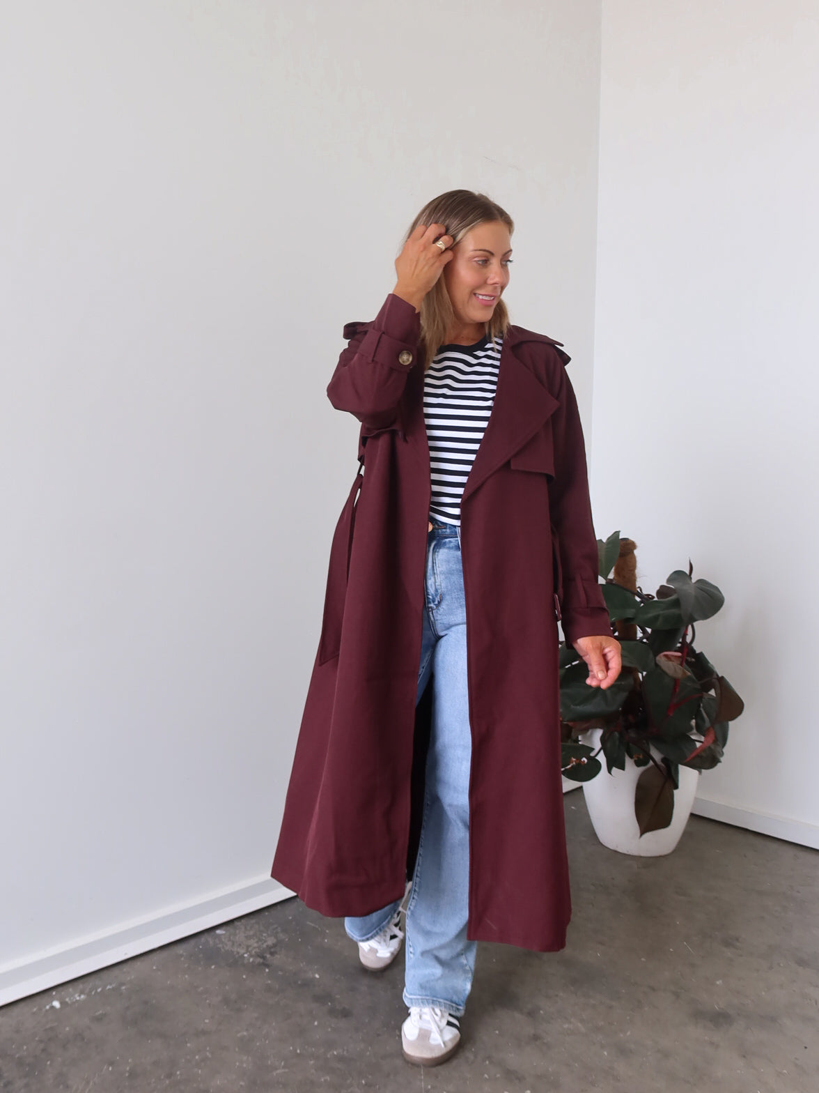 Farrah Trench Coat- Burgundy