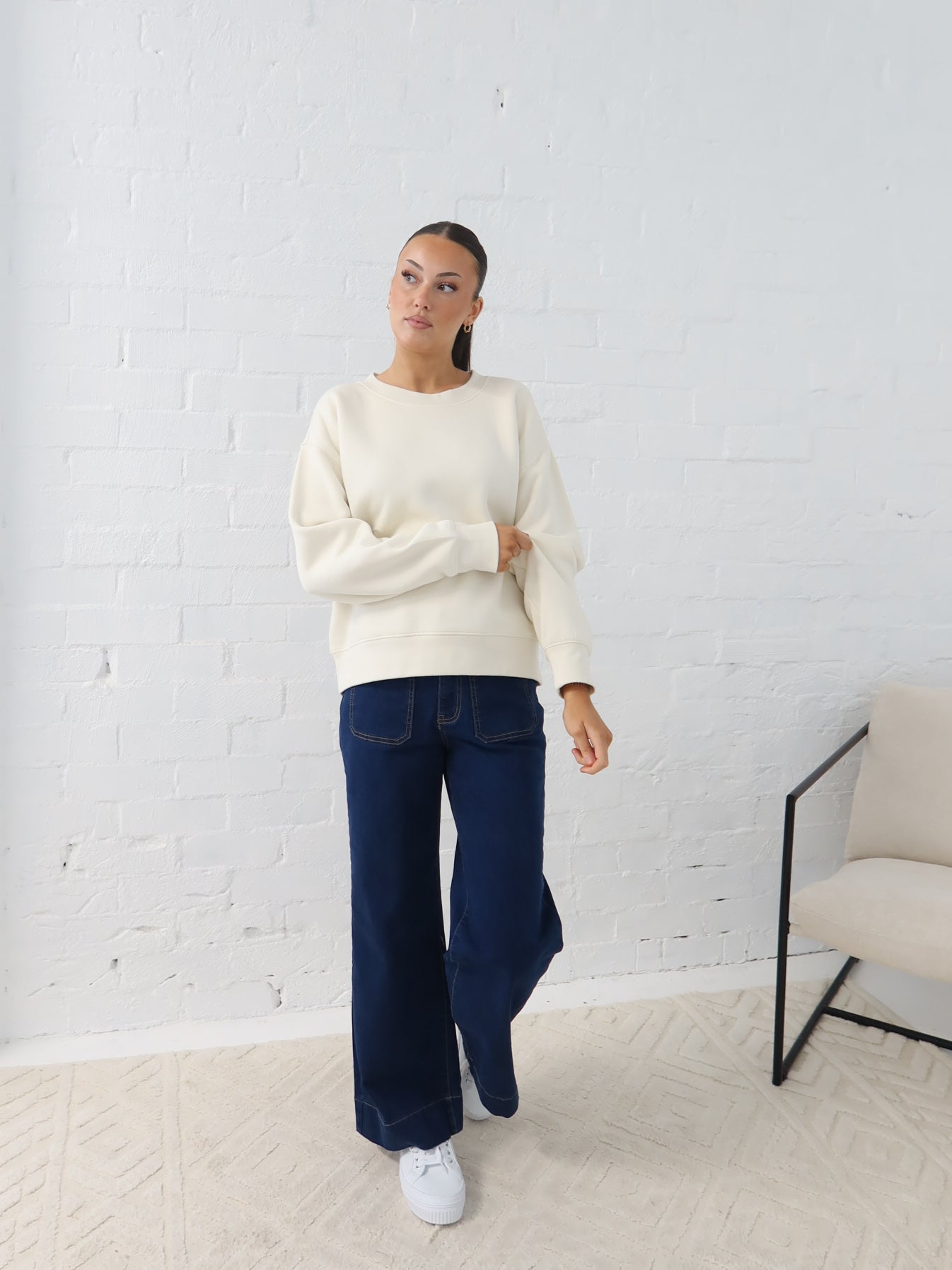 Gracie Relaxed Crew - Ecru