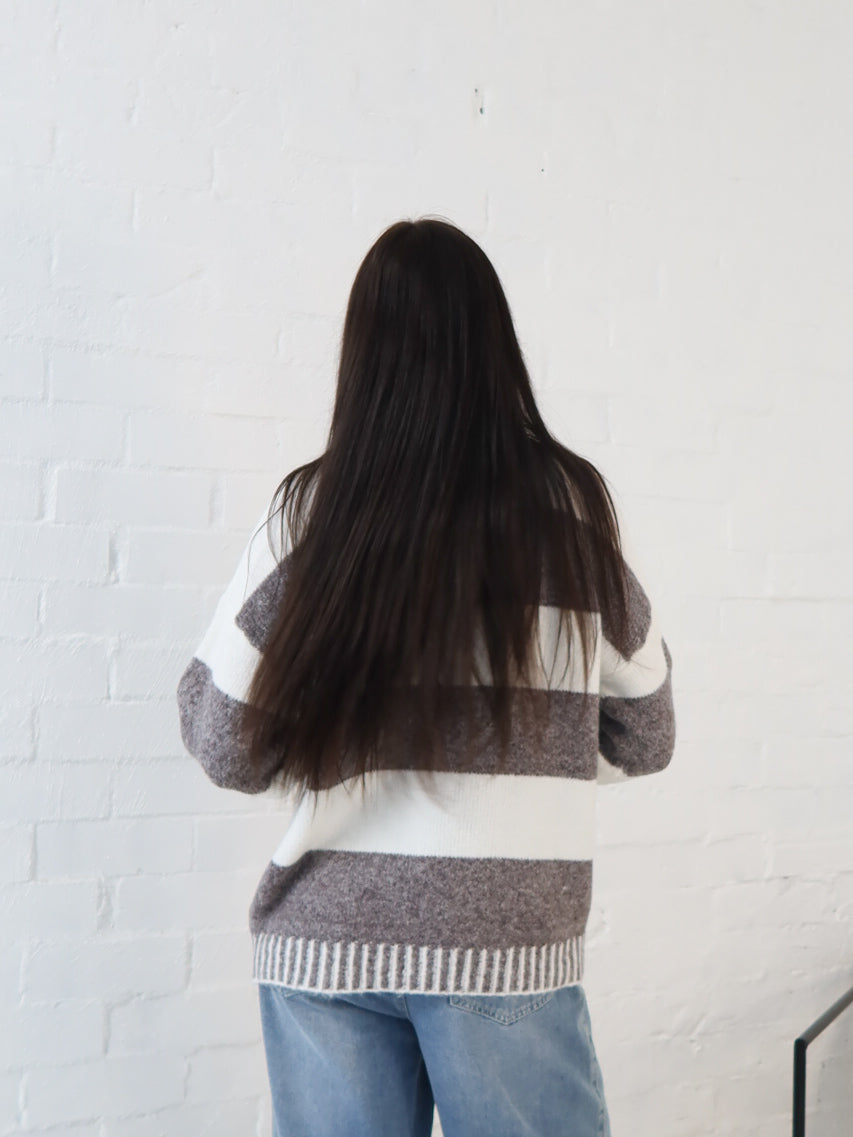 Jenna Knit - Choc/White