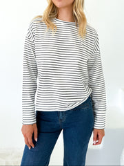 Taylah Long Sleeve Tee- Black and White