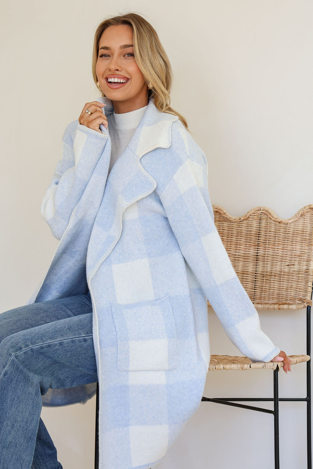 Jimmy Check Cardigan - Blue