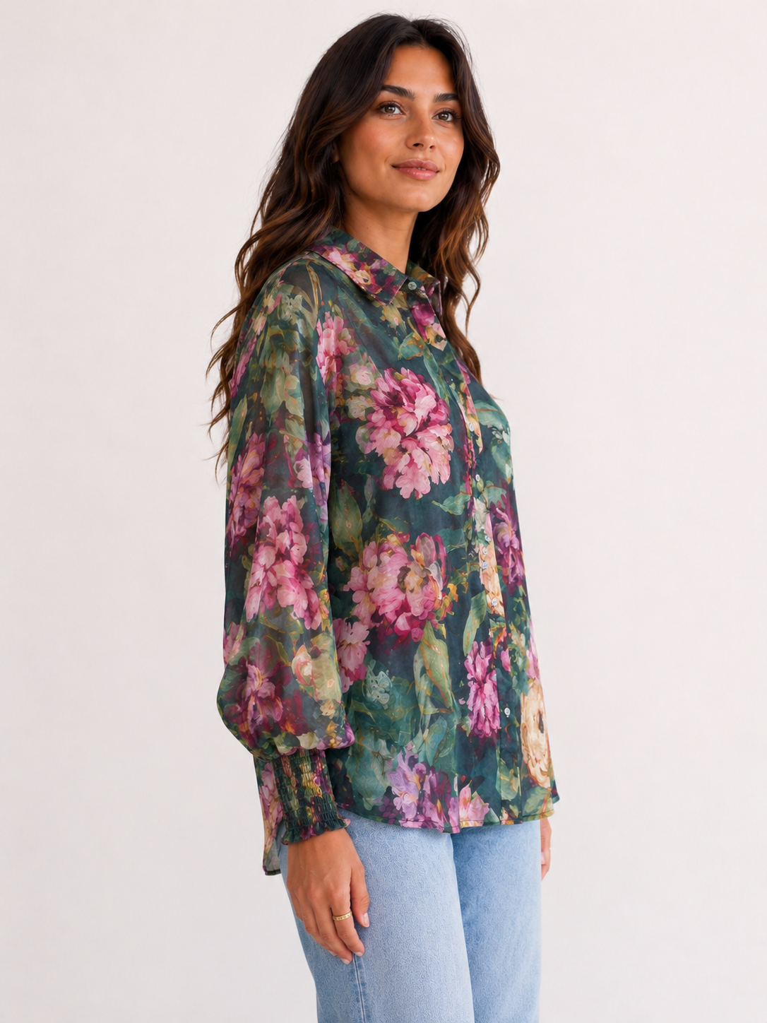 Liliana Shirt- Emerald Floral