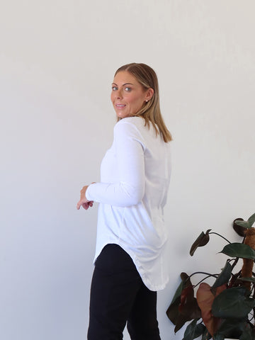 Megan Long Sleeve Top - White