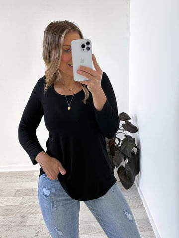 Lynette Long Sleeve Top - Black